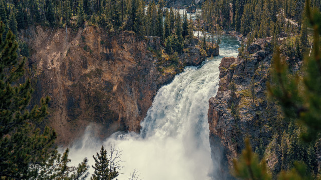 Waterfall forest river nature mountain free wallpaper for desktop - medium preview image