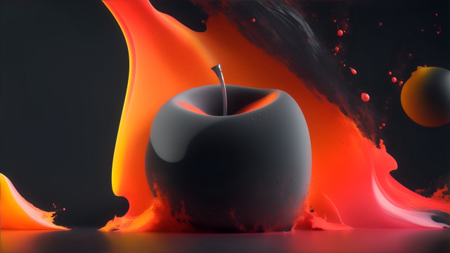 Black apple red liquid autumn free wallpaper for desktop - medium preview image