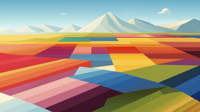 Colorful landscape mountains blue sky free wallpaper for desktop - medium preview image