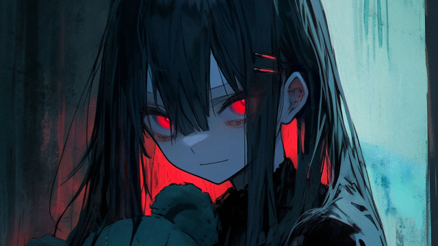 Woman redeyes bloodied manga yandere free wallpaper for desktop - medium preview image