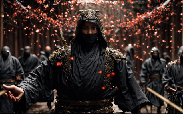 Black outfit sword group christmas free wallpaper for desktop - medium preview image