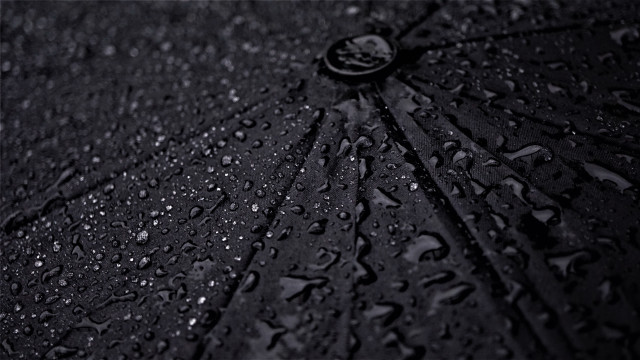 Black umbrella waterdrops whiteborder photorealism free wallpaper for desktop - medium preview image