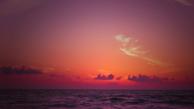 Sunset ocean plane clouds city free wallpaper for desktop - medium preview image
