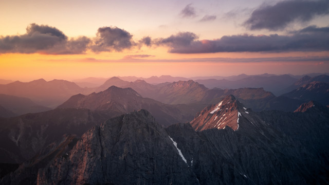 Mountain range sunset clouds cityscape #7 free wallpaper for desktop - medium preview image
