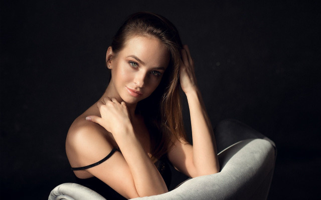 Elina karimova portrait sitting black free wallpaper for desktop - medium preview image