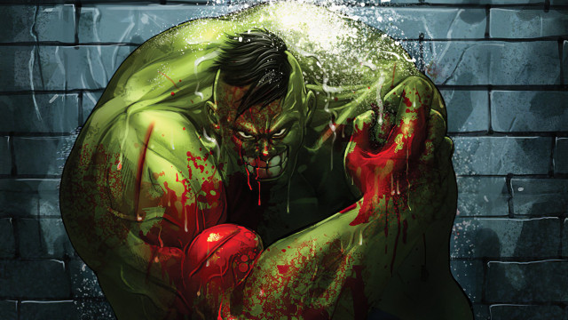 Green suit man blood brick free wallpaper for desktop - medium preview image