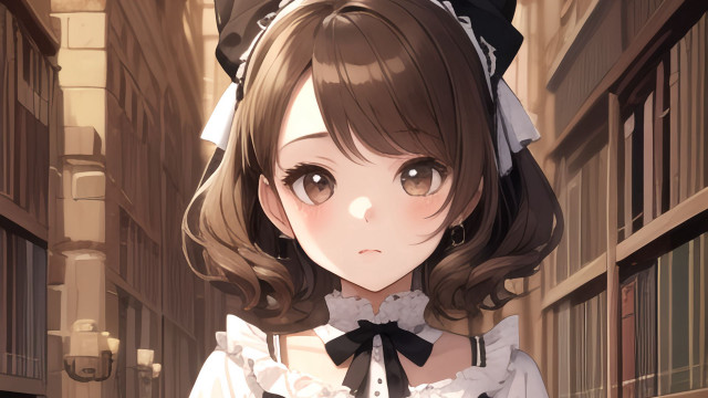 Girl white dress black bow free wallpaper for desktop - medium preview image