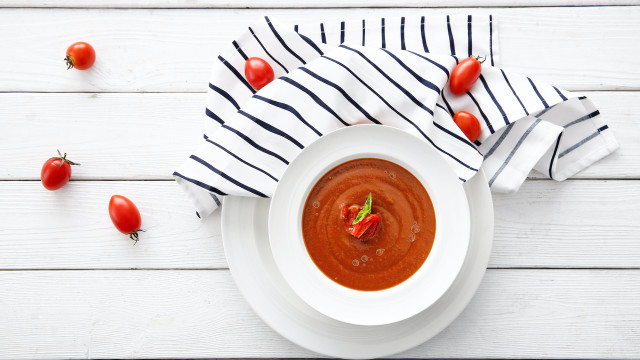 Tomato soup with fruits and free wallpaper for desktop - medium preview image