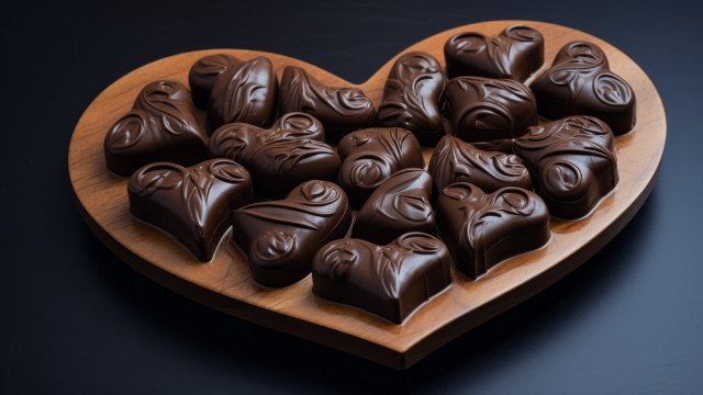 Heart wooden plate chocolate candies free wallpaper for desktop - medium preview image