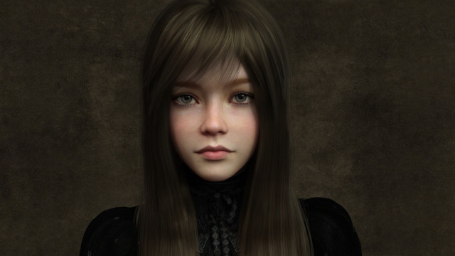 Gothic portrait woman longhair blackdress free wallpaper for desktop - medium preview image
