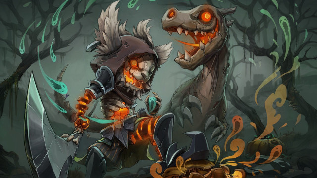 Cartoon demon armor forest glowing free wallpaper for desktop - medium preview image