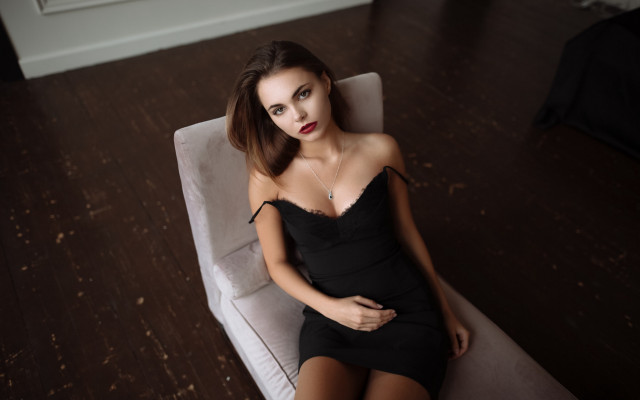 Elegant woman black dress white #2 free wallpaper for desktop - medium preview image