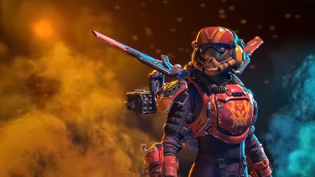 Space suit man holding gun free wallpaper for desktop - medium preview image