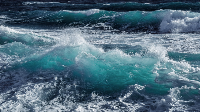 Ocean waves beach sunset ship free wallpaper for desktop - medium preview image