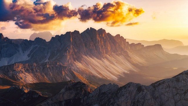 Mountain range clouds dusk fire free wallpaper for desktop - medium preview image