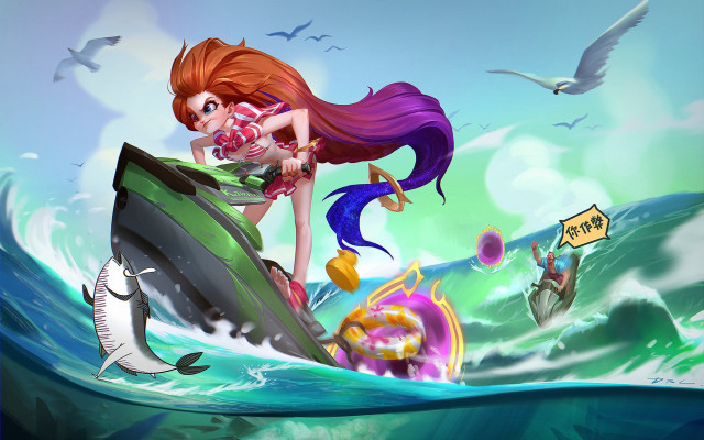 Mermaid shark ocean cartoon fantasy free wallpaper for desktop - medium preview image