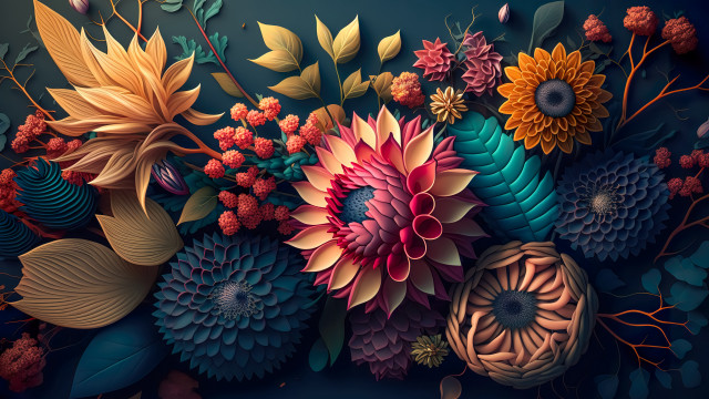 Flower blooming 3d digital painting free wallpaper for desktop - medium preview image