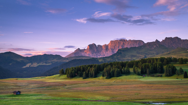 Mountain range house river dusk free wallpaper for desktop - medium preview image