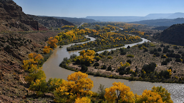 Autumn river mountains trees fire free wallpaper for desktop - medium preview image