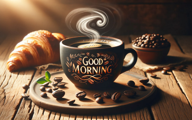 Coffee cup good morning coffee free wallpaper for desktop - medium preview image