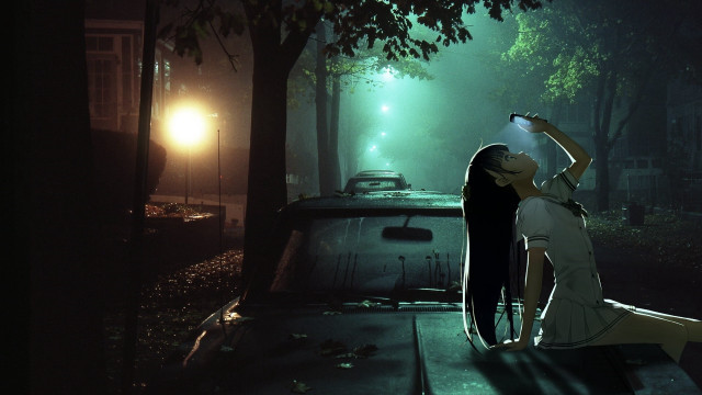 Woman car dark moonlight starry free wallpaper for desktop - medium preview image