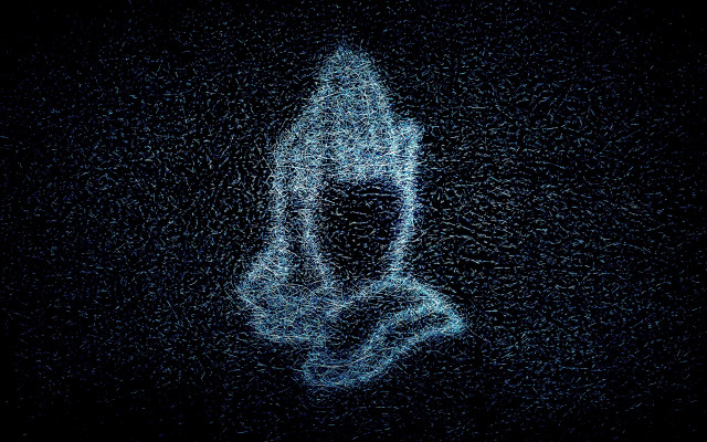 Blue black hologram face starry free wallpaper for desktop - medium preview image