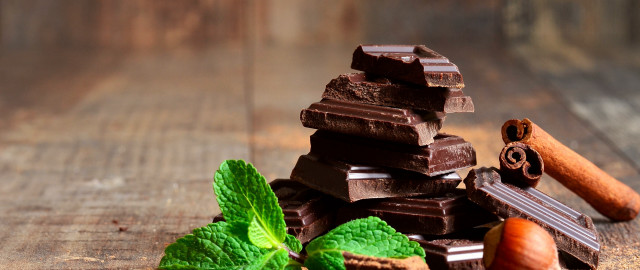 Chocolate nuts mint wooden table free wallpaper for desktop - medium preview image