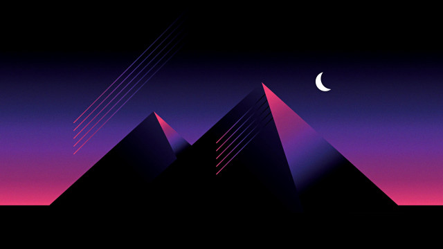 Pyramid crescent halfmoon synthwave vector free wallpaper for desktop - medium preview image