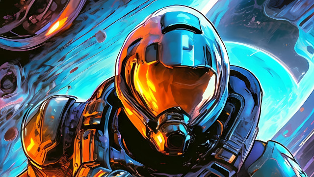 Space suit helmet earth moon free wallpaper for desktop - medium preview image