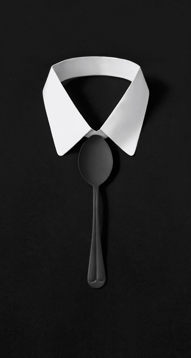 Spoon white ribbon black background free wallpaper for mobile - medium preview image