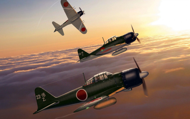 Skyplanes sunset clouds airbrush anime free wallpaper for desktop - medium preview image