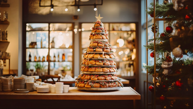 Christmas donut tree bakery background free wallpaper for desktop - medium preview image
