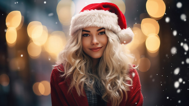 Elina karimova santa hat smile free wallpaper for desktop - medium preview image