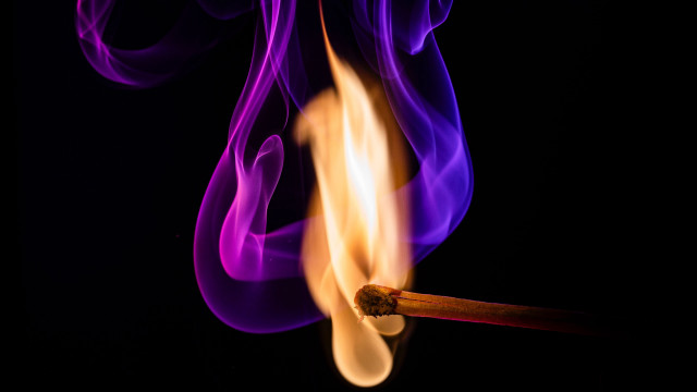 Matchstick lit purple smoke art free wallpaper for desktop - medium preview image