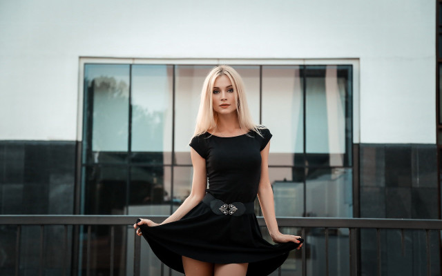 Woman black dress posing elina free wallpaper for desktop - medium preview image