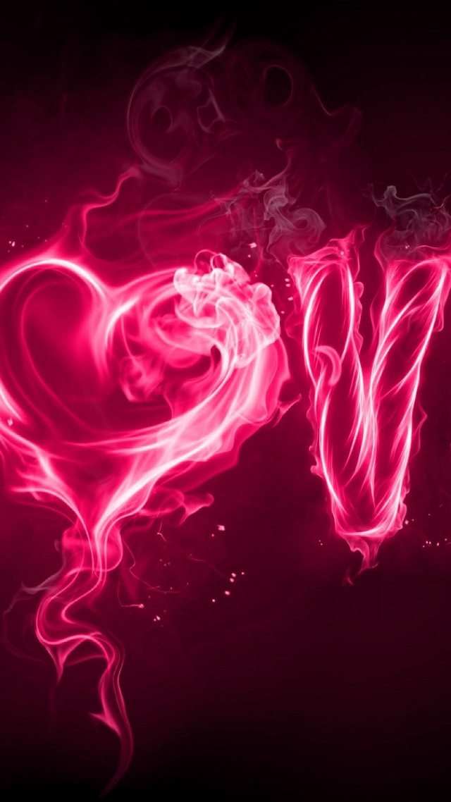 Pink heart smoke w word free wallpaper for mobile - medium preview image