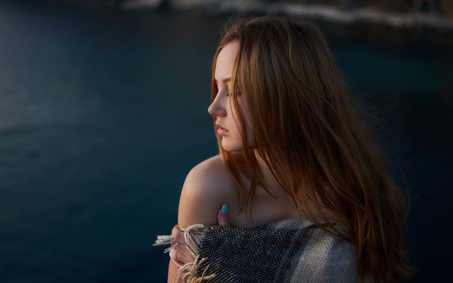 Woman long hair water boat free wallpaper for desktop - medium preview image