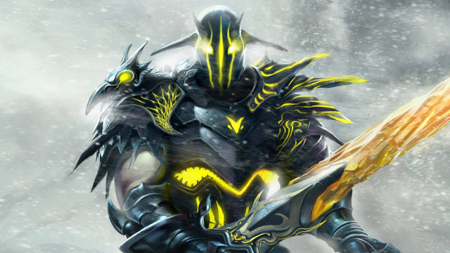 Snowy armor sword bird glowing free wallpaper for desktop - medium preview image