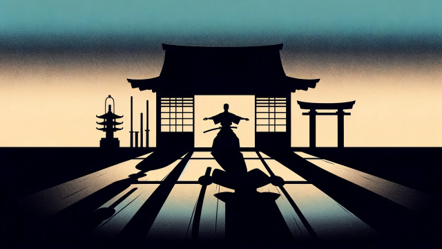 Person gate pagoda ukiyoe comic free wallpaper for desktop - medium preview image