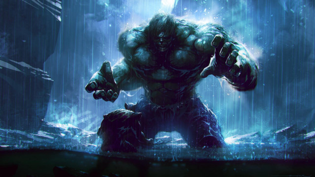 Man blue suit rain hulk free wallpaper for desktop - medium preview image