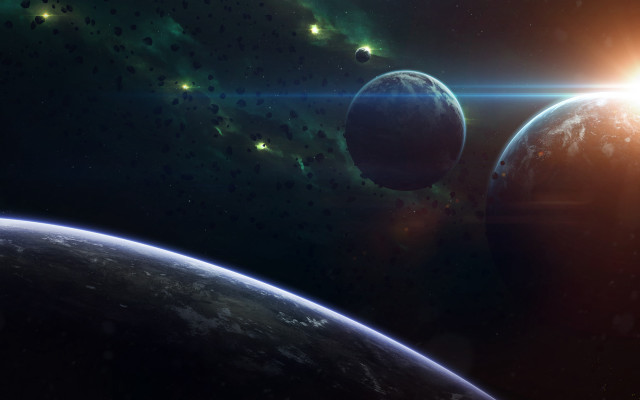 Space planet star horizon moon #4 free wallpaper for desktop - medium preview image