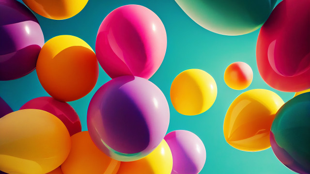 Balloons blue sky 3d render free wallpaper for desktop - medium preview image