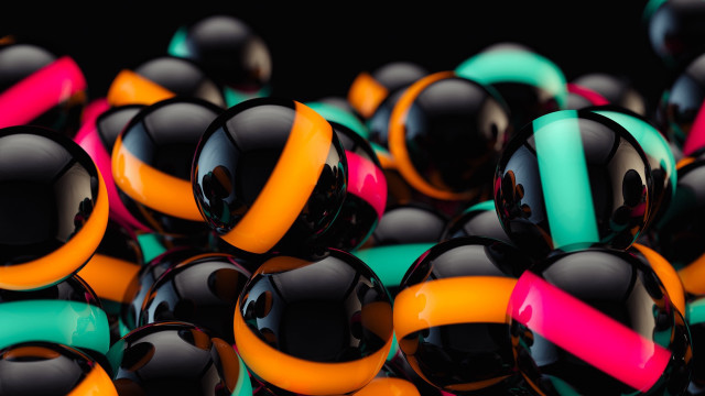 Colorful pyramid balls generative raytraced free wallpaper for desktop - medium preview image