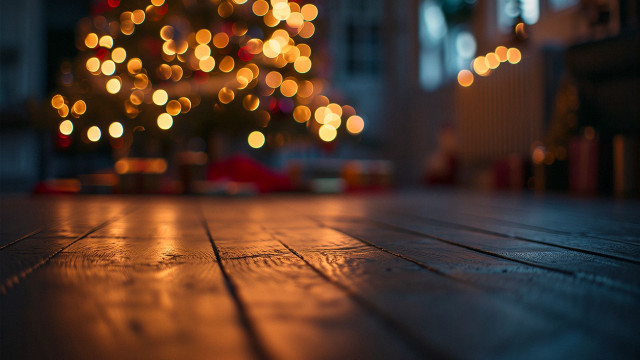 Christmas tree lit bokeh city free wallpaper for desktop - medium preview image