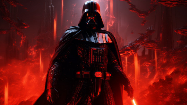 Darth vader red forest flames free wallpaper for desktop - medium preview image