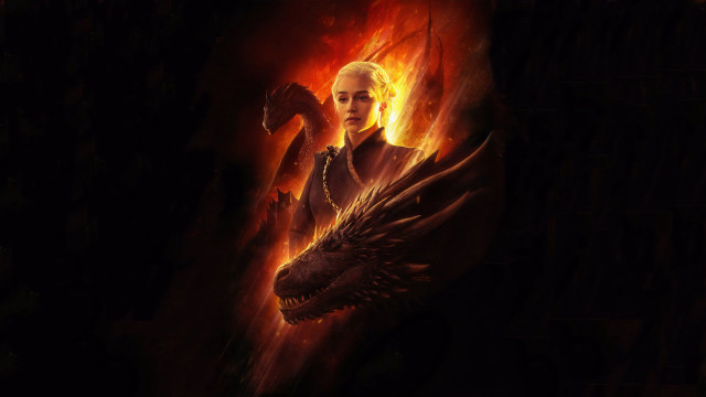 Woman dragon flames dark room free wallpaper for desktop - medium preview image