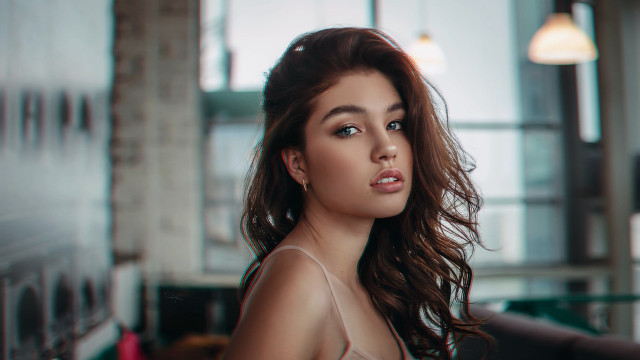 Woman long hair art nouveau free wallpaper for desktop - medium preview image