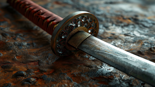 Sword red handle rock metal free wallpaper for desktop - medium preview image