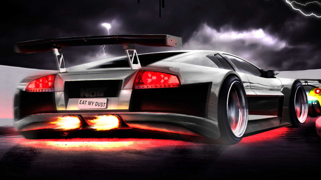 Car red light dark lightning free wallpaper for desktop - medium preview image
