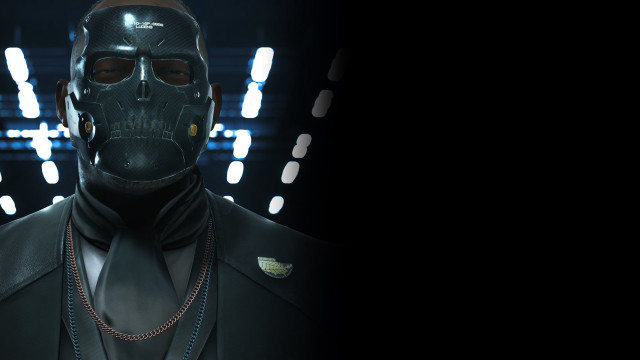 Man black suit mask chains free wallpaper for desktop - medium preview image